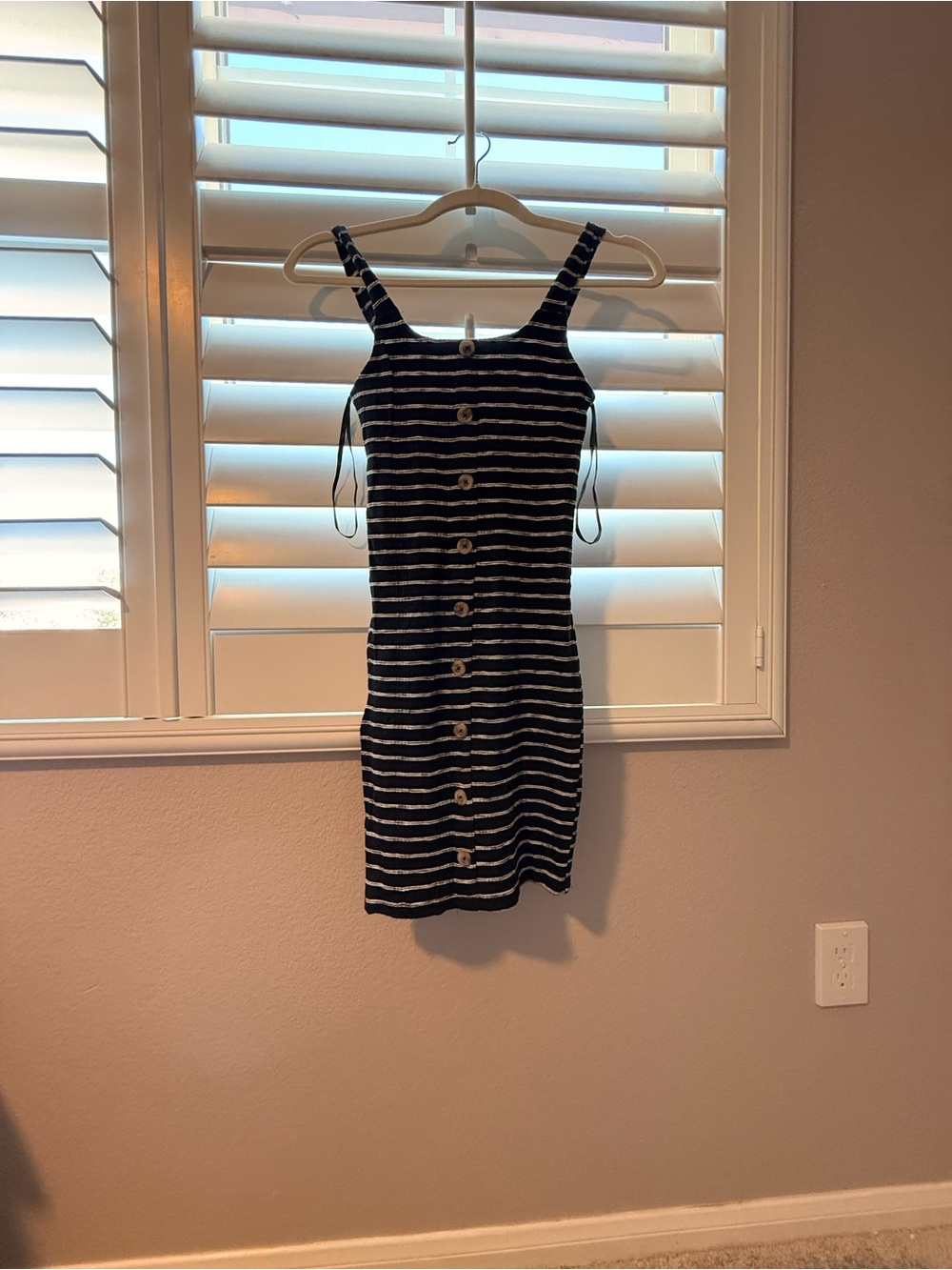 Aeropostale Black and White Striped Button-Front Mini Dress